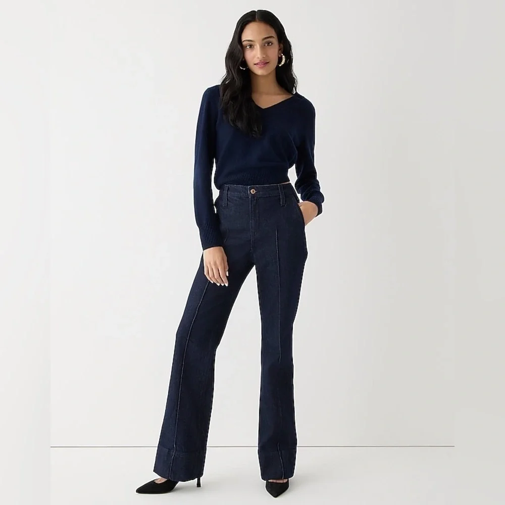 J Crew Limited-edition Point Sur pintuck flare jean in Rinse wash Item BS296